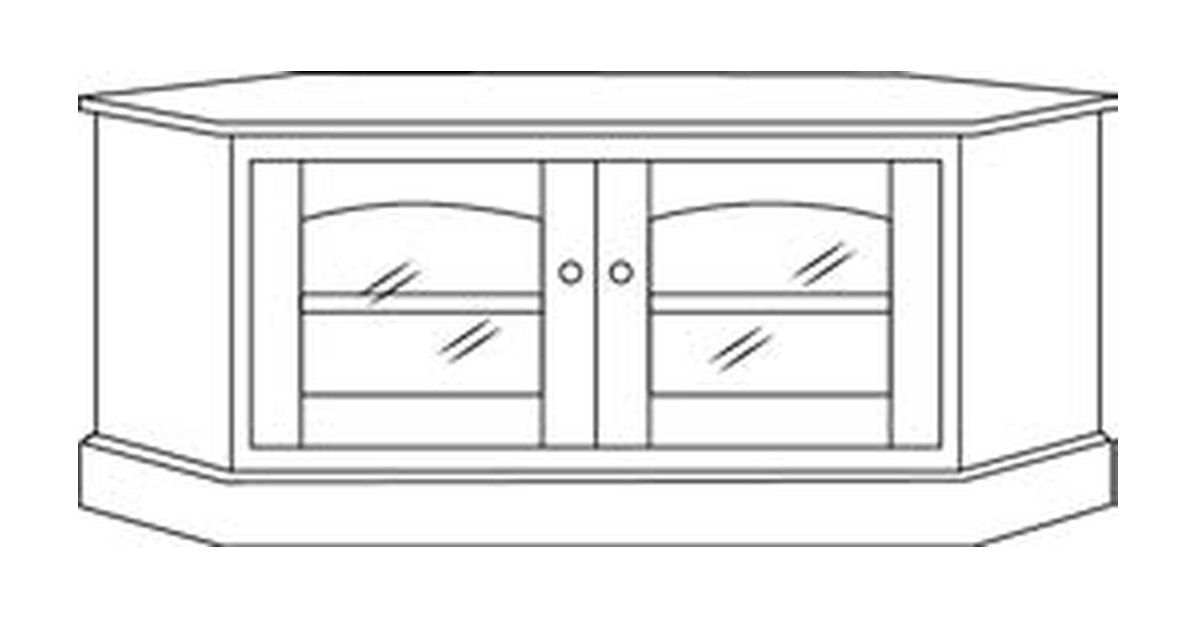 Amish 37" Corner TV Stand - Shaker, Mission or Manchester - line drawing
