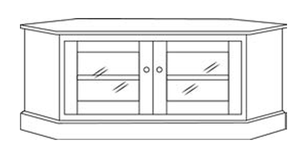 Amish 37" Corner TV Stand - Shaker, Mission or Manchester - line drawing