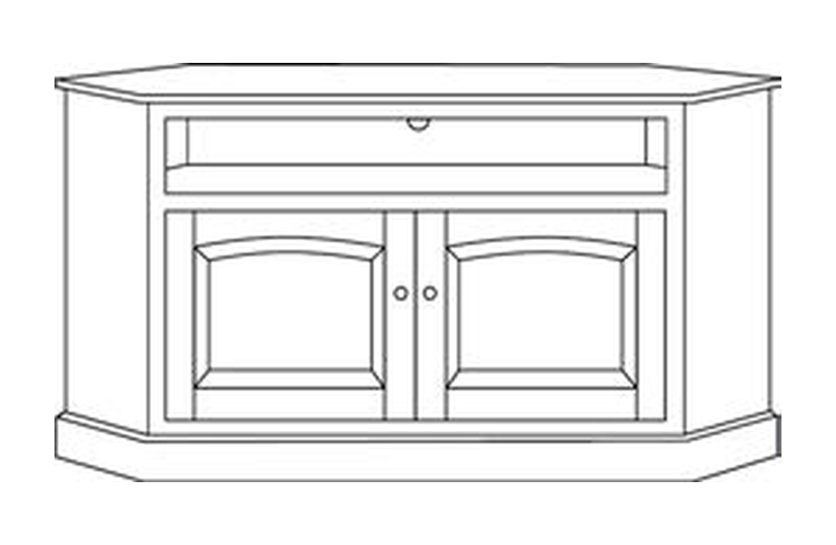 Amish 37" Corner TV Stand - Shaker, Mission or Manchester - line drawing