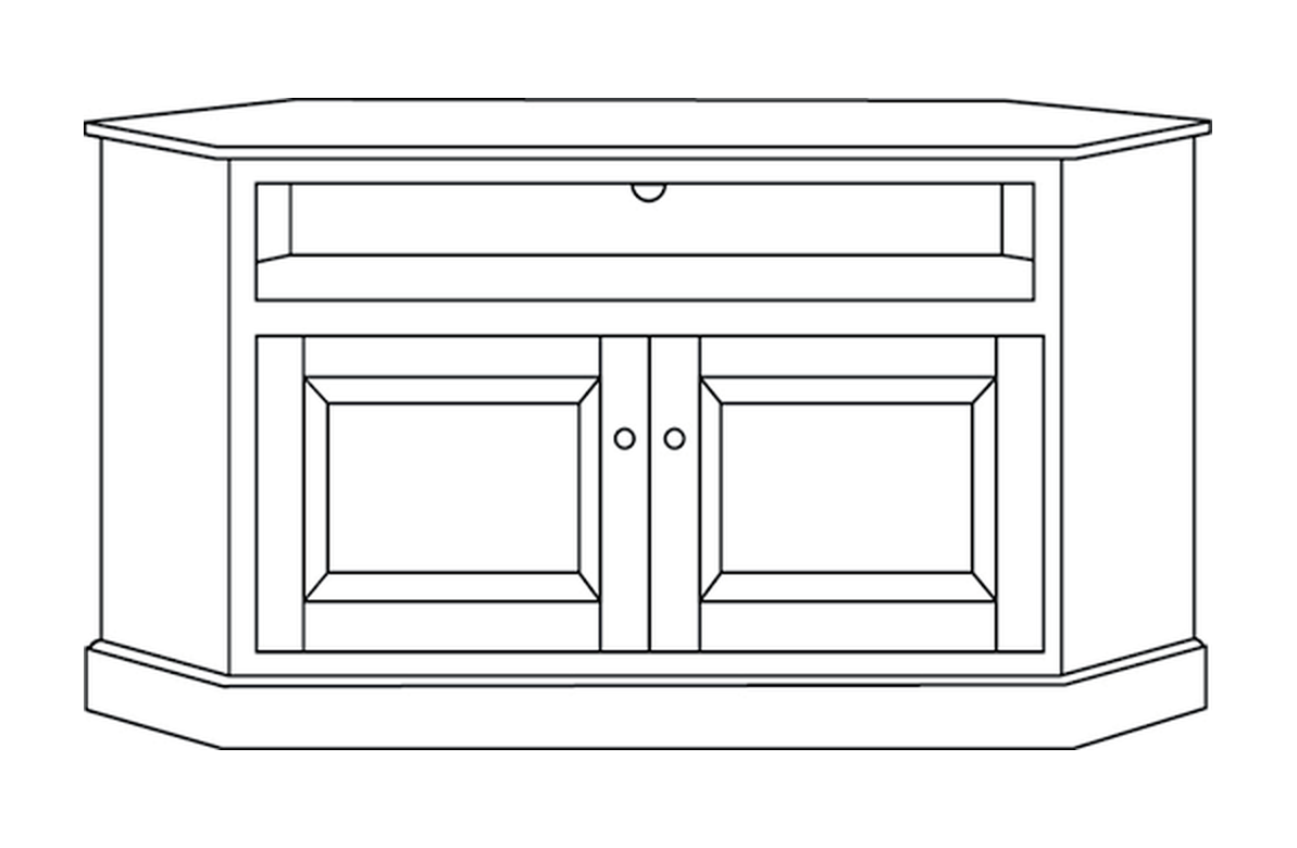 Amish 37" Corner TV Stand - Shaker, Mission or Manchester - line drawing