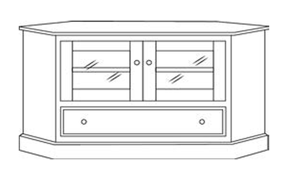 Amish 37" Corner TV Stand - Shaker, Mission or Manchester - line drawing