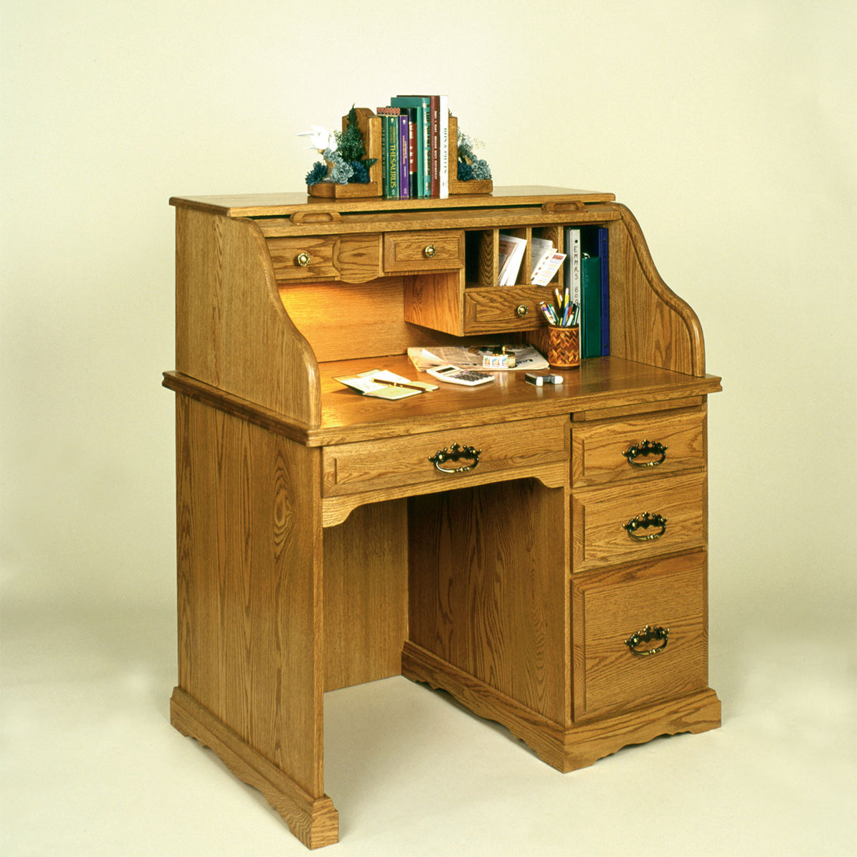 Amish Heritage 40" Wood Roll Top Computer Desk