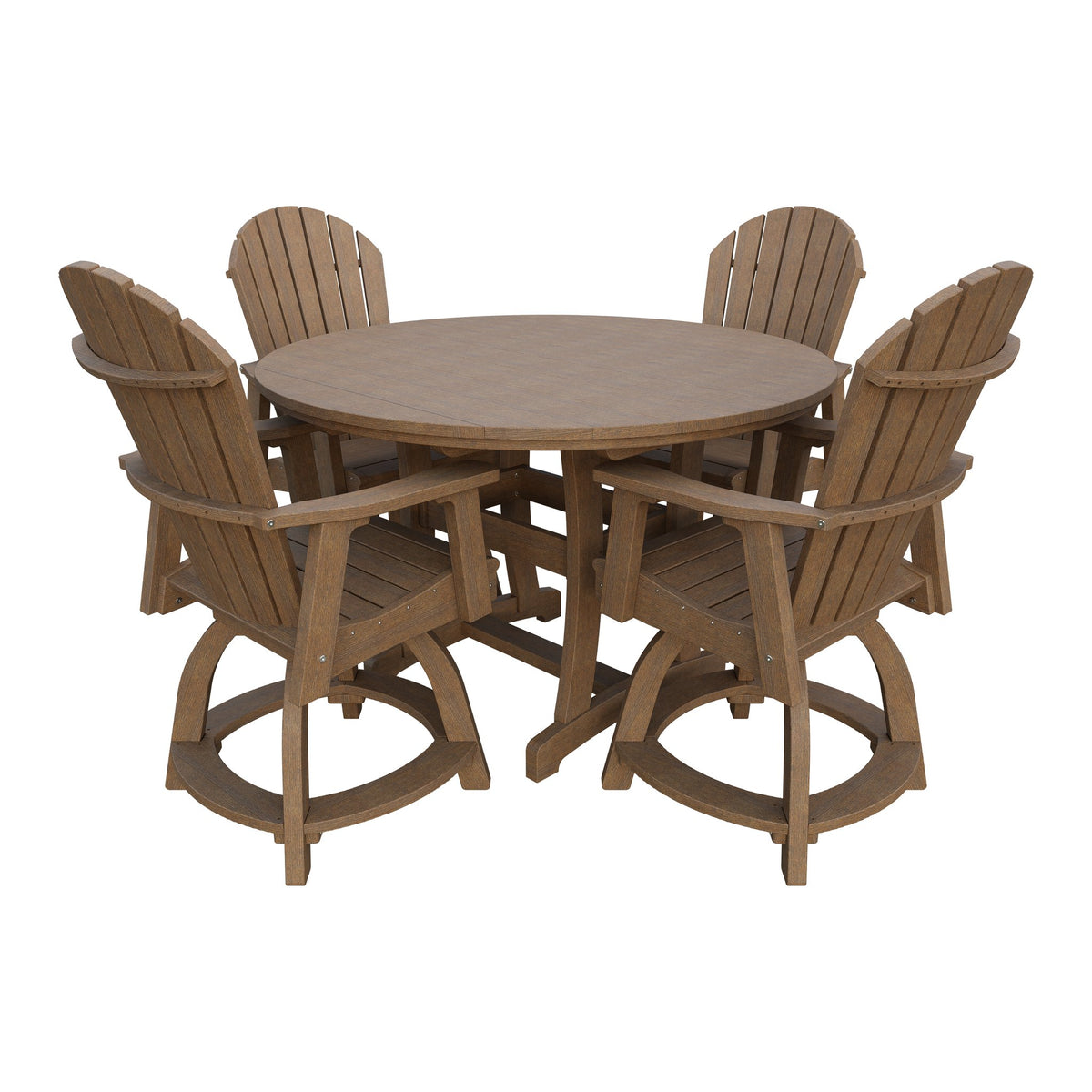 Amish Legacy 54" Round Counter Set: Table & 4 Swivel Chairs in Antique Mahogany