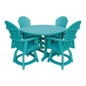 Amish Legacy 54" Round Counter Set: Table & 4 Swivel Chairs in Aruba Blue