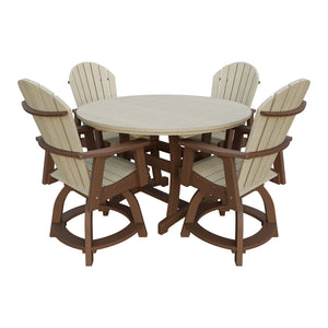 Amish Legacy 54" Round Counter Set: Table & 4 Swivel Chairs in Birchwood & Tudor Brown