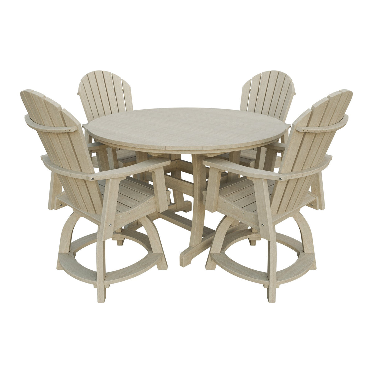 Amish Legacy 54" Round Counter Set: Table & 4 Swivel Chairs in Birchwood