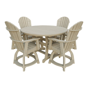 Amish Legacy 54" Round Counter Set: Table & 4 Swivel Chairs in Birchwood