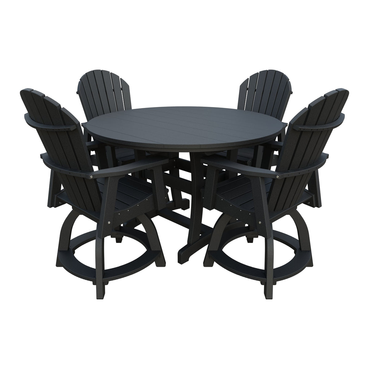 Amish Legacy 54" Round Counter Set: Table & 4 Swivel Chairs in Black