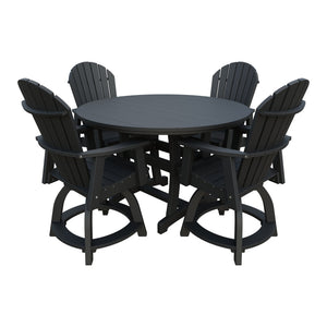 Amish Legacy 54" Round Counter Set: Table & 4 Swivel Chairs in Black