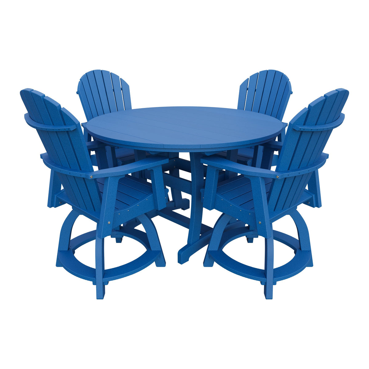 Amish Legacy 54" Round Counter Set: Table & 4 Swivel Chairs in Blue