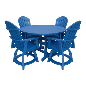Amish Legacy 54" Round Counter Set: Table & 4 Swivel Chairs in Blue