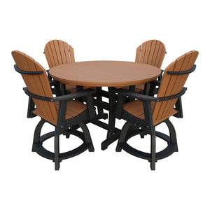 Amish Legacy 54" Round Counter Set: Table & 4 Swivel Chairs in Cedar & Black