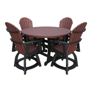 Amish Legacy 54" Round Counter Set: Table & 4 Swivel Chairs in Cherrywood & Black