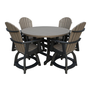 Amish Legacy 54" Round Counter Set: Table & 4 Swivel Chairs in Coastal Gray & Black