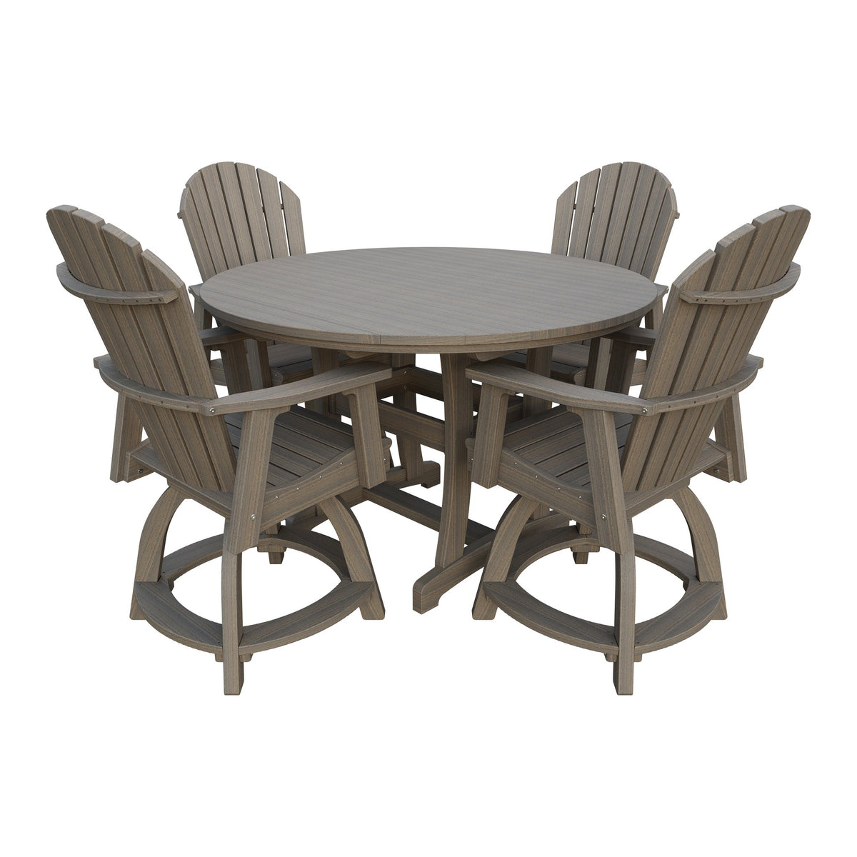Amish Legacy 54" Round Counter Set: Table & 4 Swivel Chairs in Coastal Gray
