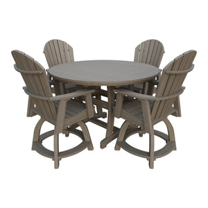 Amish Legacy 54" Round Counter Set: Table & 4 Swivel Chairs in Coastal Gray