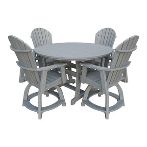 Amish Legacy 54" Round Counter Set: Table & 4 Swivel Chairs in Driftwood Gray