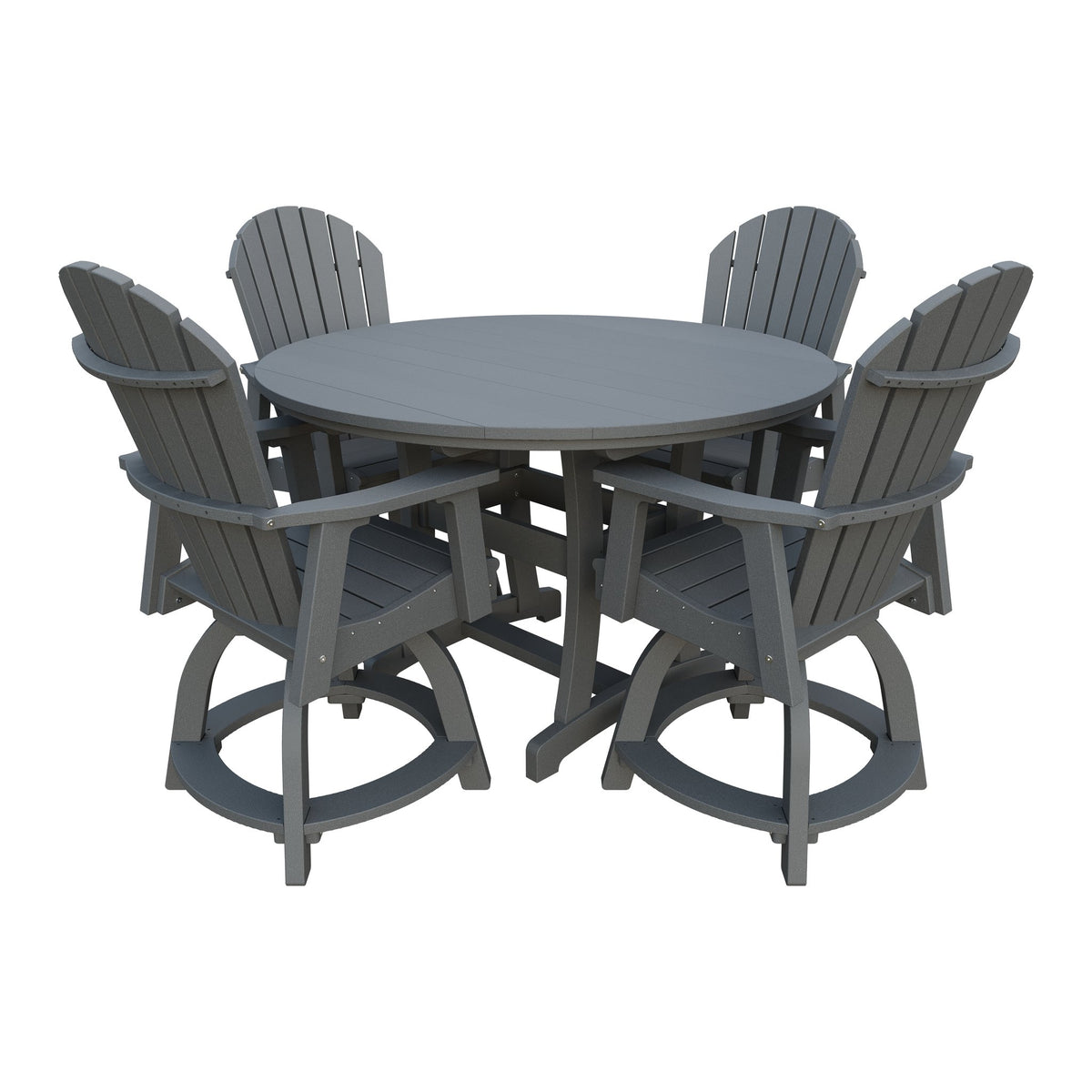 Amish Legacy 54" Round Counter Set: Table & 4 Swivel Chairs in Gray