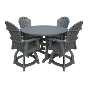Amish Legacy 54" Round Counter Set: Table & 4 Swivel Chairs in Gray