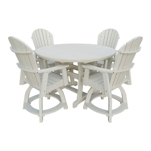 Amish Legacy 54" Round Counter Set: Table & 4 Swivel Chairs in Ivory