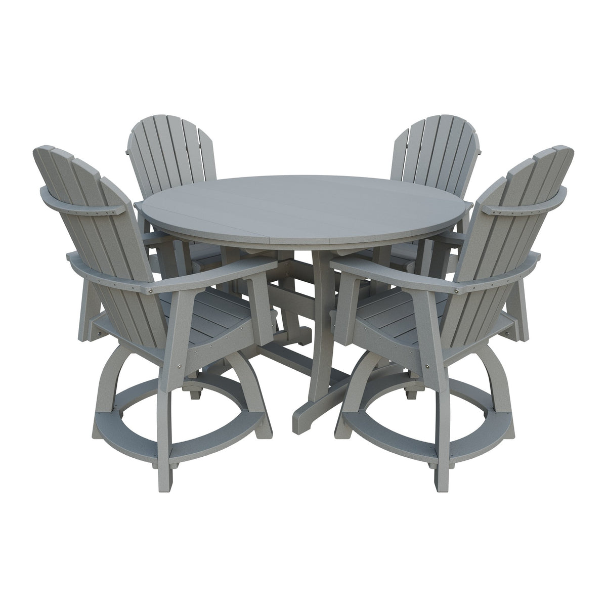 Amish Legacy 54" Round Counter Set: Table & 4 Swivel Chairs in Light Gray