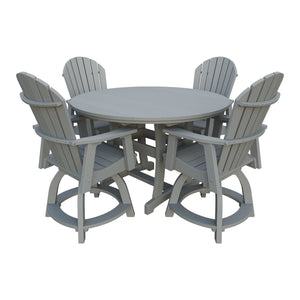 Amish Legacy 54" Round Counter Set: Table & 4 Swivel Chairs in Light Gray