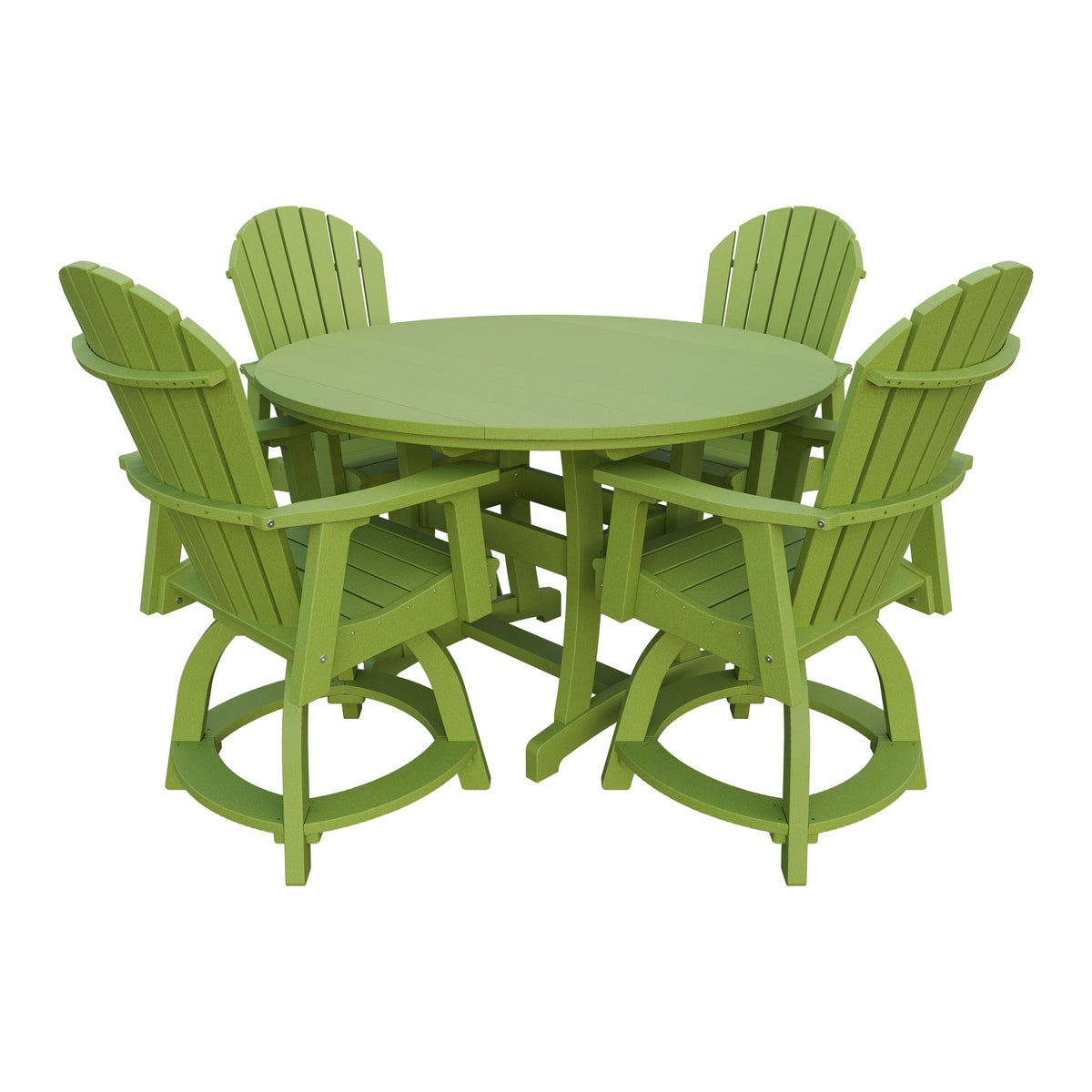 Amish Legacy 54" Round Counter Set: Table & 4 Swivel Chairs in Tropical Lime Green