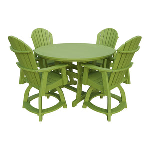 Amish Legacy 54" Round Counter Set: Table & 4 Swivel Chairs in Tropical Lime Green
