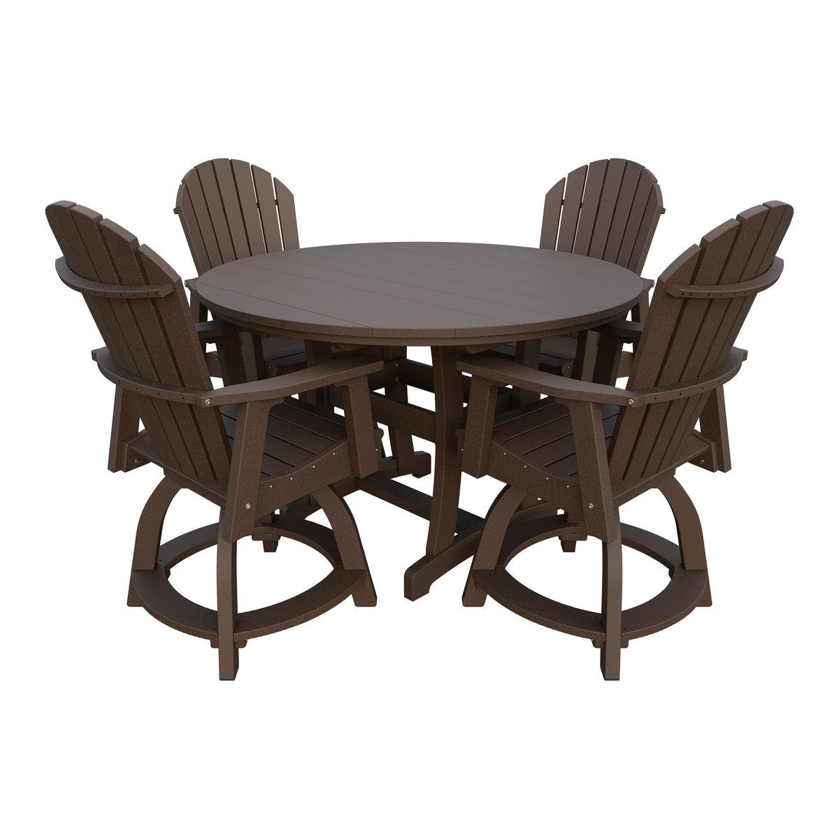 Amish Legacy 54" Round Counter Set: Table & 4 Swivel Chairs in Milwaukee Brown