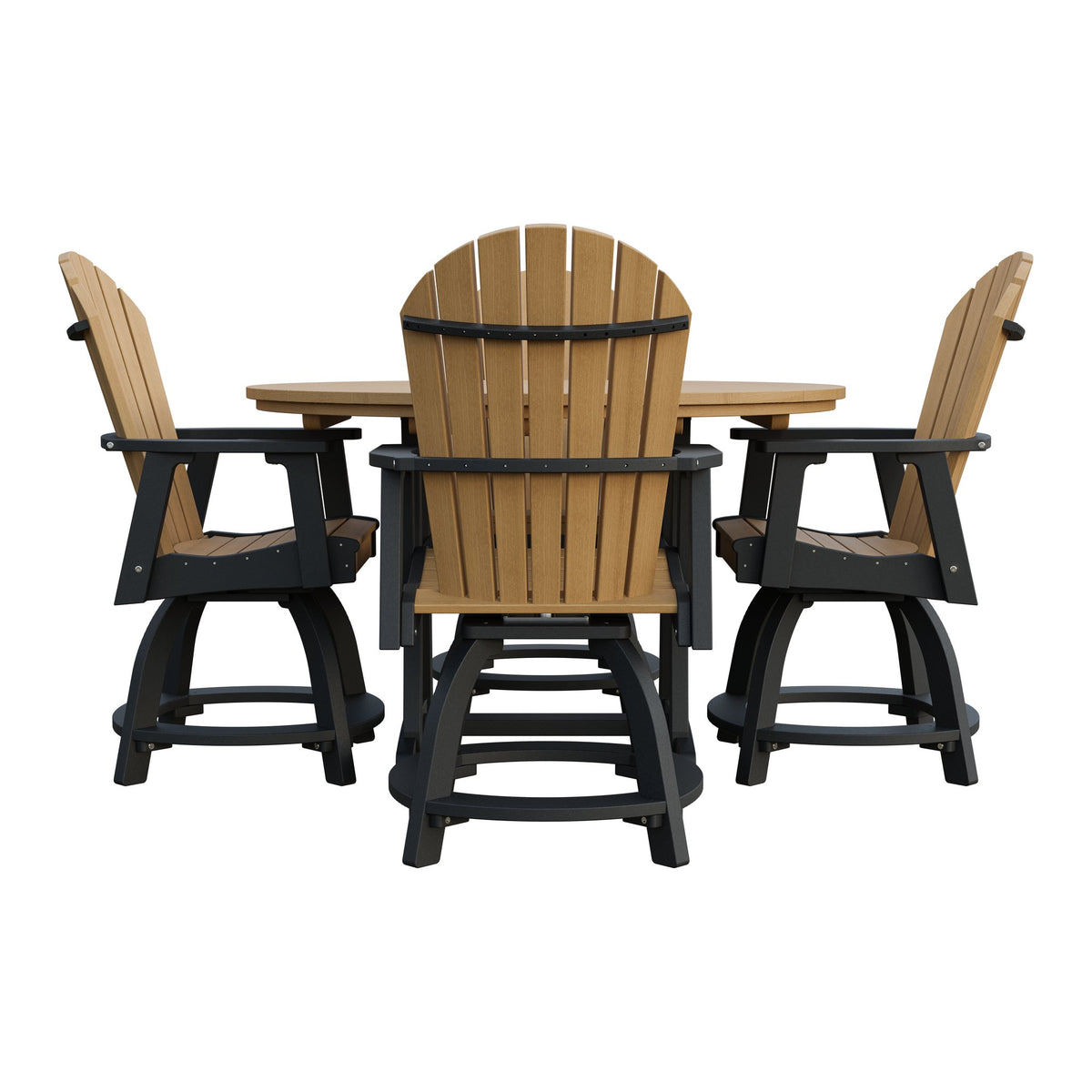 Amish Legacy 54" Round Counter Set: Table & 4 Swivel Chairs