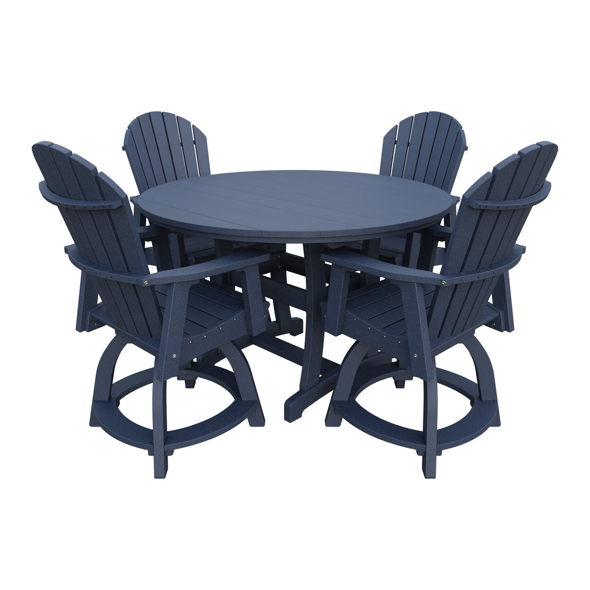 Amish Legacy 54" Round Counter Set: Table & 4 Swivel Chairs in Patriot Blue