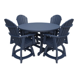 Amish Legacy 54" Round Counter Set: Table & 4 Swivel Chairs in Patriot Blue