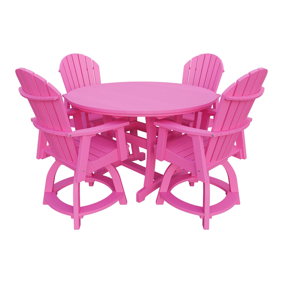 Amish Legacy 54" Round Counter Set: Table & 4 Swivel Chairs in Pink
