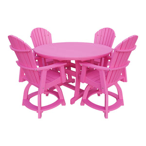 Amish Legacy 54" Round Counter Set: Table & 4 Swivel Chairs in Pink