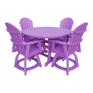 Amish Legacy 54" Round Counter Set: Table & 4 Swivel Chairs in Bright Purple