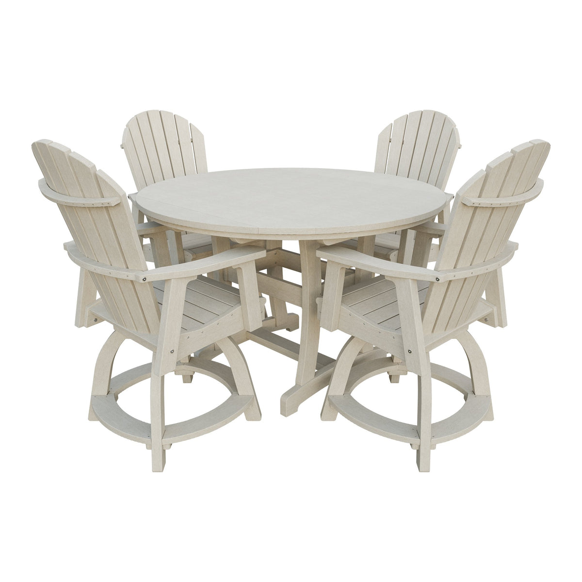 Amish Legacy 54" Round Counter Set: Table & 4 Swivel Chairs in Seashell