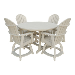 Amish Legacy 54" Round Counter Set: Table & 4 Swivel Chairs in Seashell