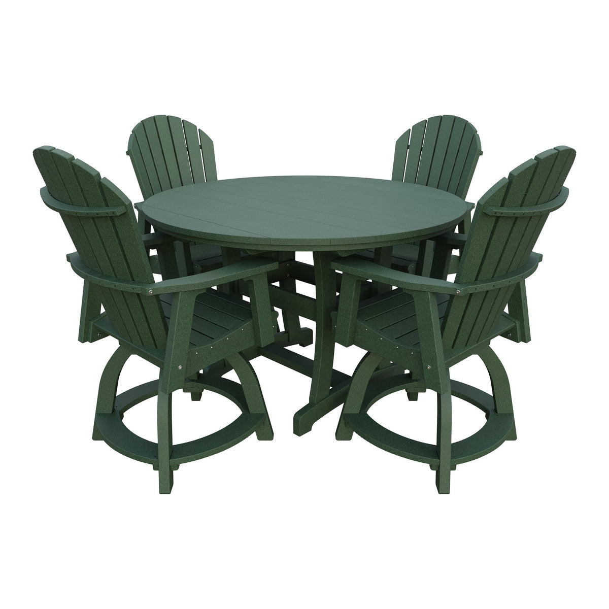 Amish Legacy 54" Round Counter Set: Table & 4 Swivel Chairs in Turf Green