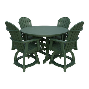 Amish Legacy 54" Round Counter Set: Table & 4 Swivel Chairs in Turf Green