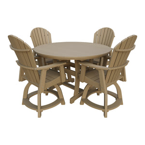 Amish Legacy 54" Round Counter Set: Table & 4 Swivel Chairs in Weathered Wood