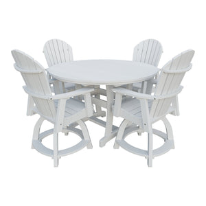 Amish Legacy 54" Round Counter Set: Table & 4 Swivel Chairs in Bright White
