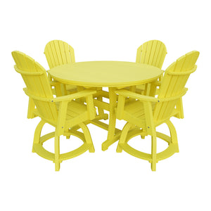 Amish Legacy 54" Round Counter Set: Table & 4 Swivel Chairs in Lemon Yellow