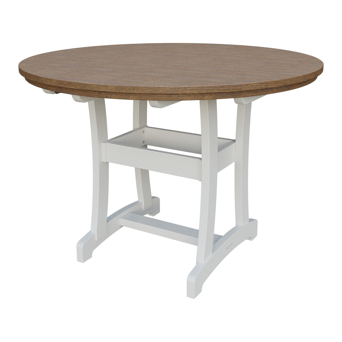 Amish Legacy 54" Round Outdoor Counter Table in Antique Mahogany & White