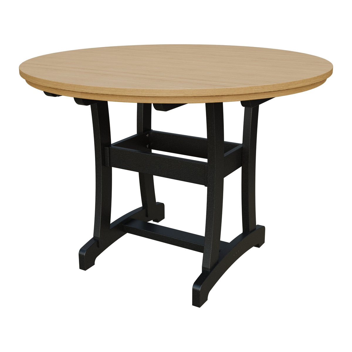 Amish Legacy 54" Round Outdoor Counter Table in Natural Teak & Black