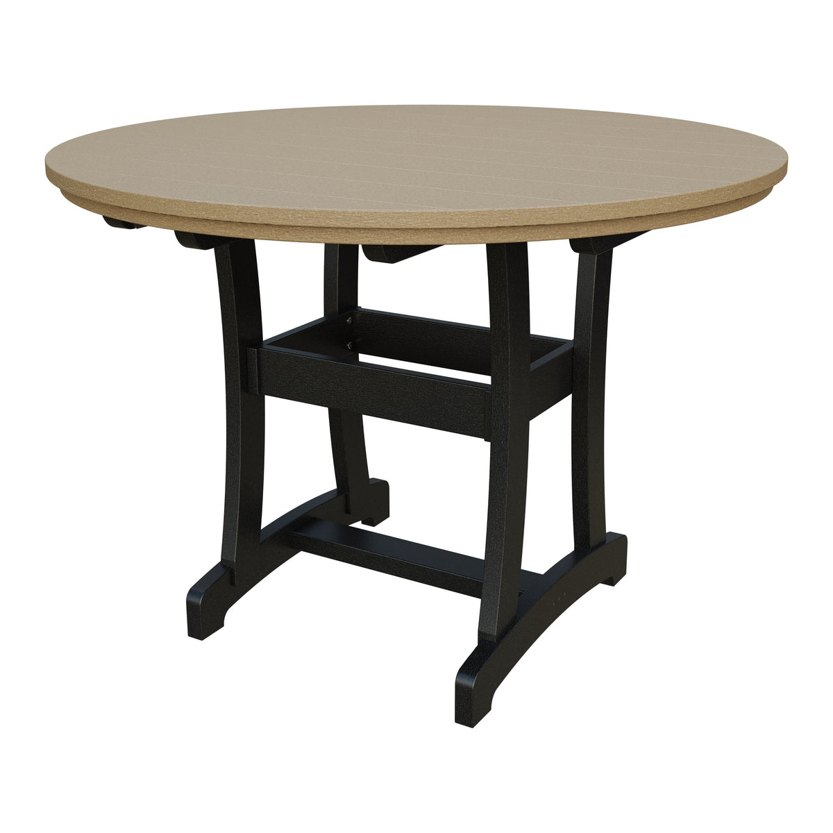 Amish Legacy 54" Round Outdoor Counter Table in Weathered Wood & Black