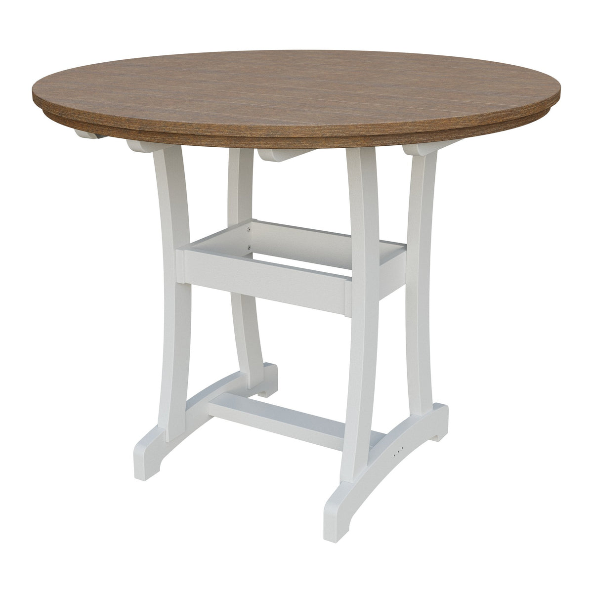 Amish Legacy 54" Round Outdoor Bar Table in Antique Mahogany & White