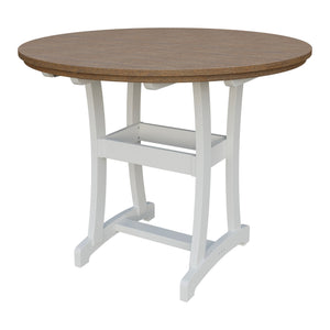 Amish Legacy 54" Round Outdoor Bar Table in Antique Mahogany & White