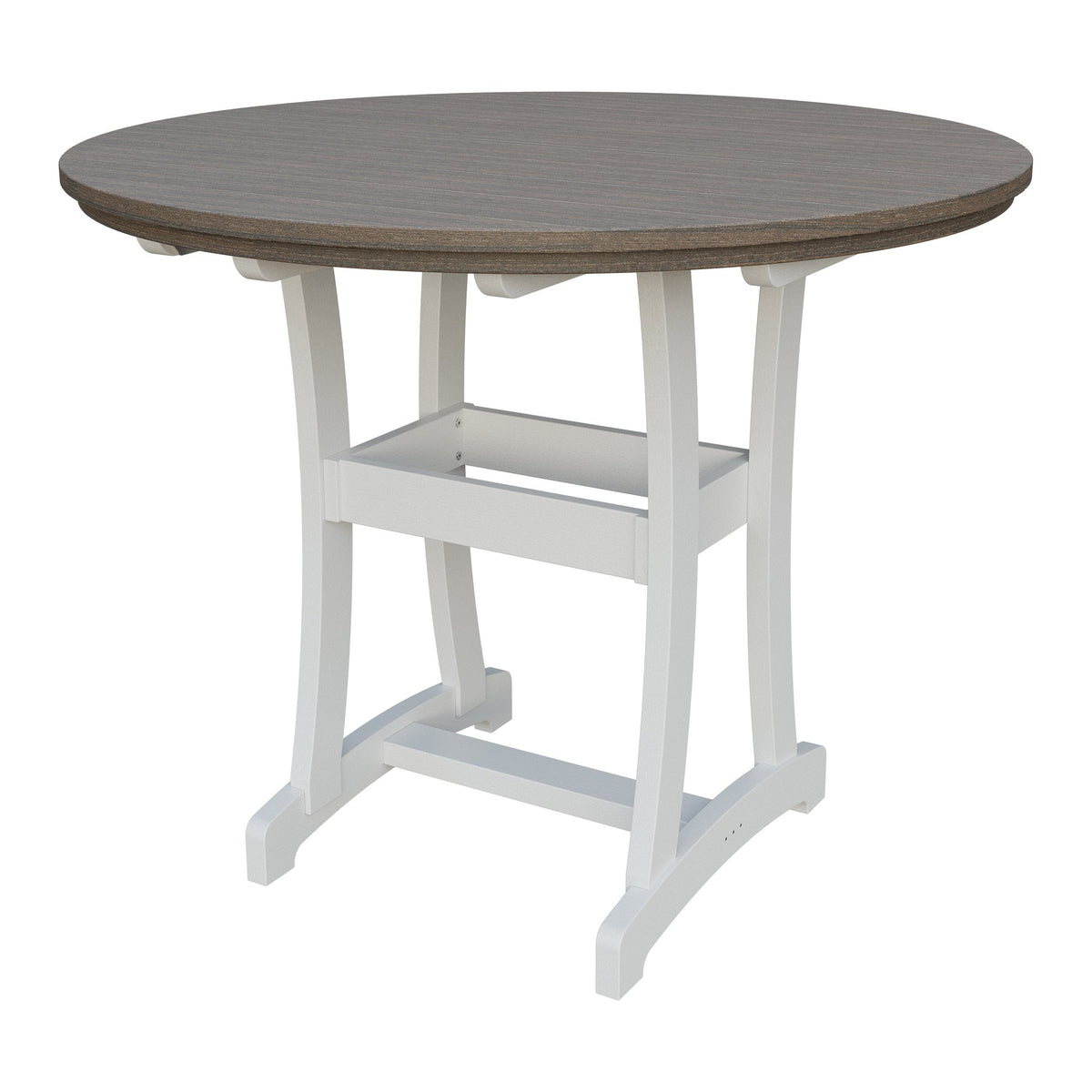 Amish Legacy 54" Round Outdoor Bar Table in Brazilian Walnut & White