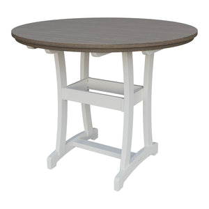 Amish Legacy 54" Round Outdoor Bar Table in Brazilian Walnut & White