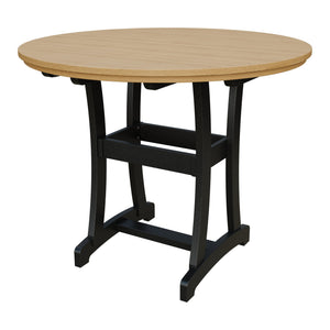 Amish Legacy 54" Round Outdoor Bar Table in Natural Teak & Black